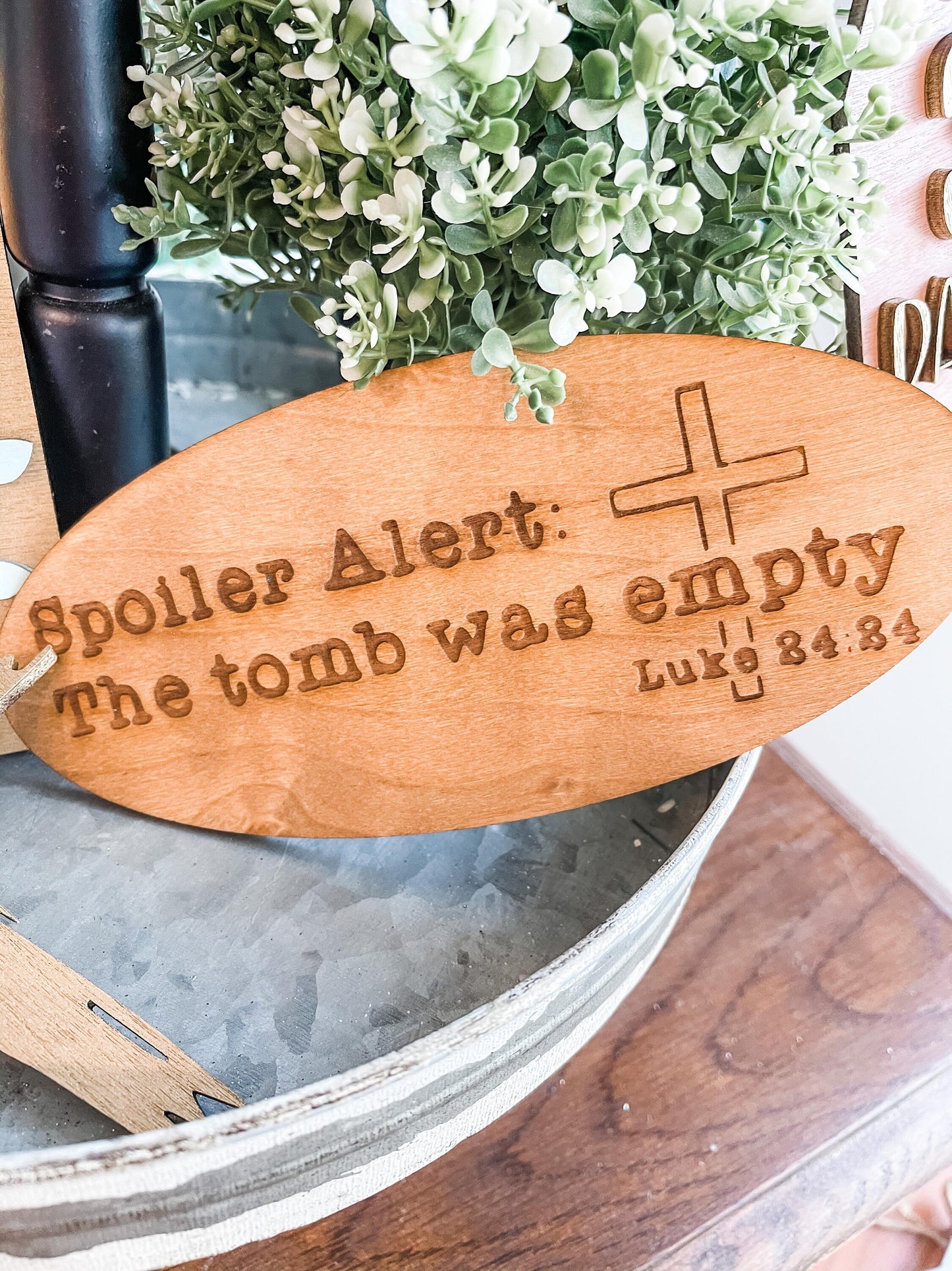 Religious Easter Tiered Tray - He is Risen tiered tray Decor - The Tomb Was Empty - Beautiful Christian Decor - It is well with my soul sign