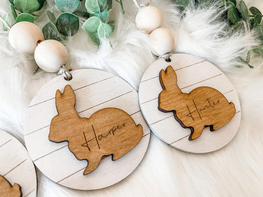 Easter Tags Personalized - Bunny Easter Tags - Custom Easter Basket Tag - Easter Gift Tag - Farmhouse Easter Tag Shiplap - Boho Easter Tags