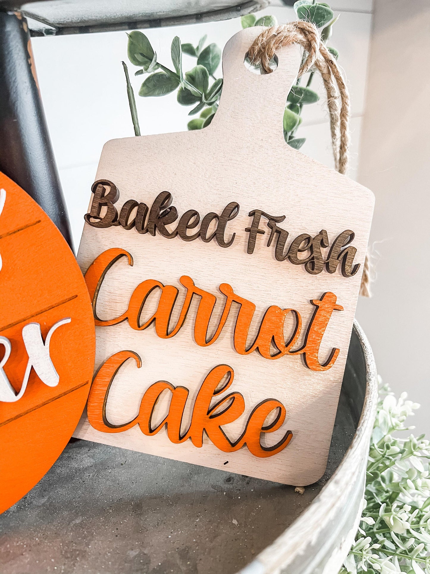 Easter Tiered Tray Set - Fresh Carrots Tiered Tray Set - Baked Fresh Carrot Cake - Farmhouse Easter Tiered Tray Set Carrot Themed Easter Set