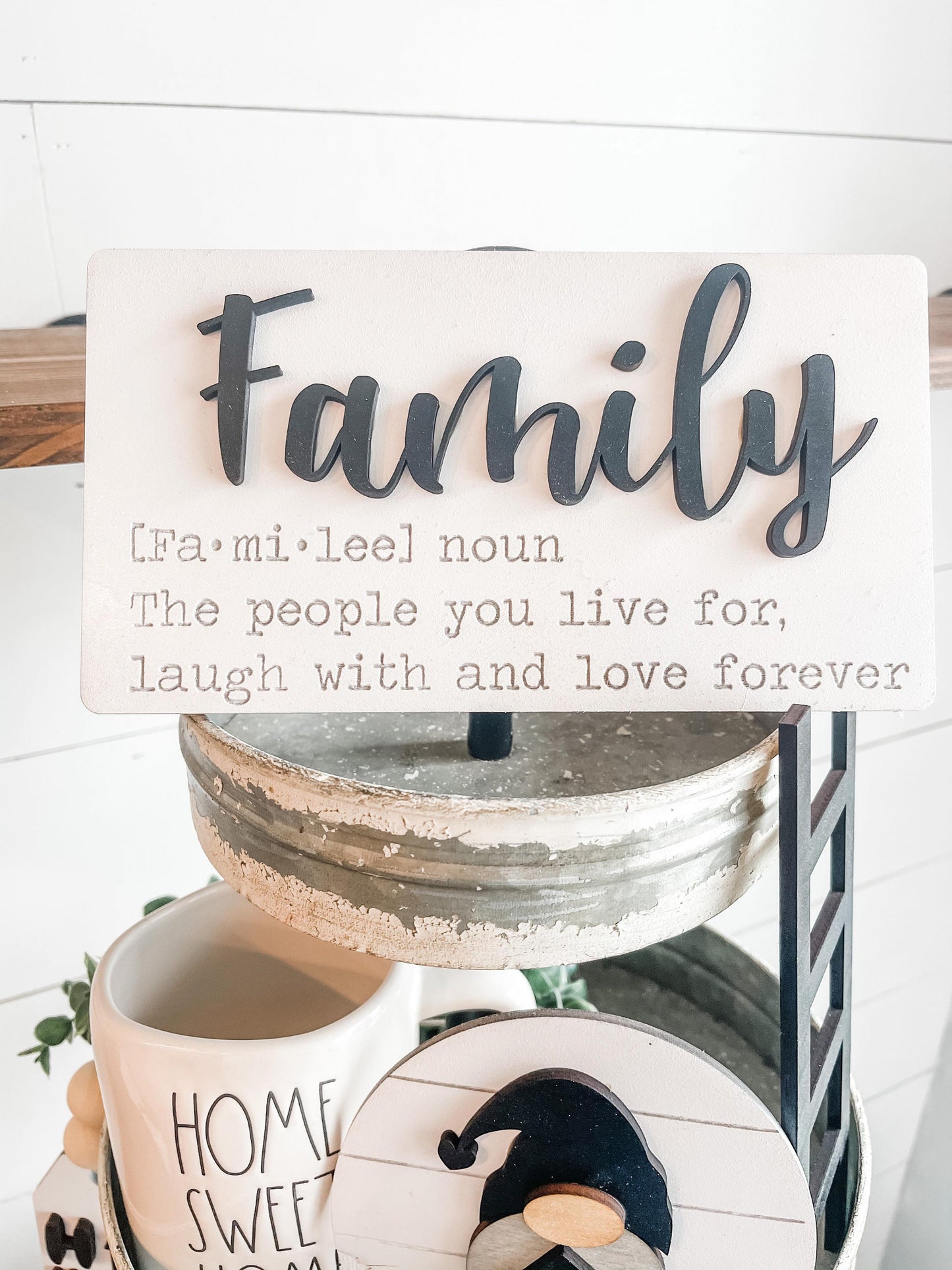 Family Farmhouse Tiered Tray Bundle - Family Home Sweet Home Tiered Tray Decor - Farmhouse Tiered Tray Decor - Black and White Farmhouse