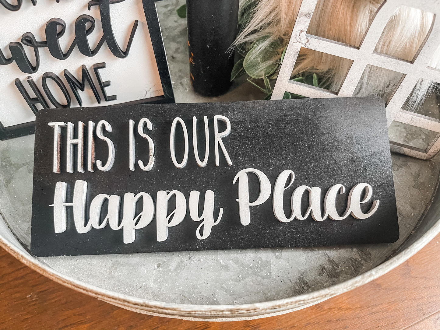 Family Farmhouse Tiered Tray Bundle - Family Home Sweet Home Tiered Tray Decor - Farmhouse Tiered Tray Decor - Black and White Farmhouse
