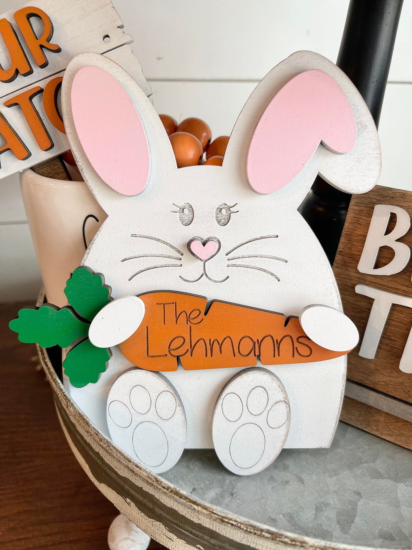 Easter Tiered Tray Personalized - Personalized Bunny Tiered Tray - Every Bunny Welcome - Hoppy Easter - Easter Decor - Bunny Decor - Carrots