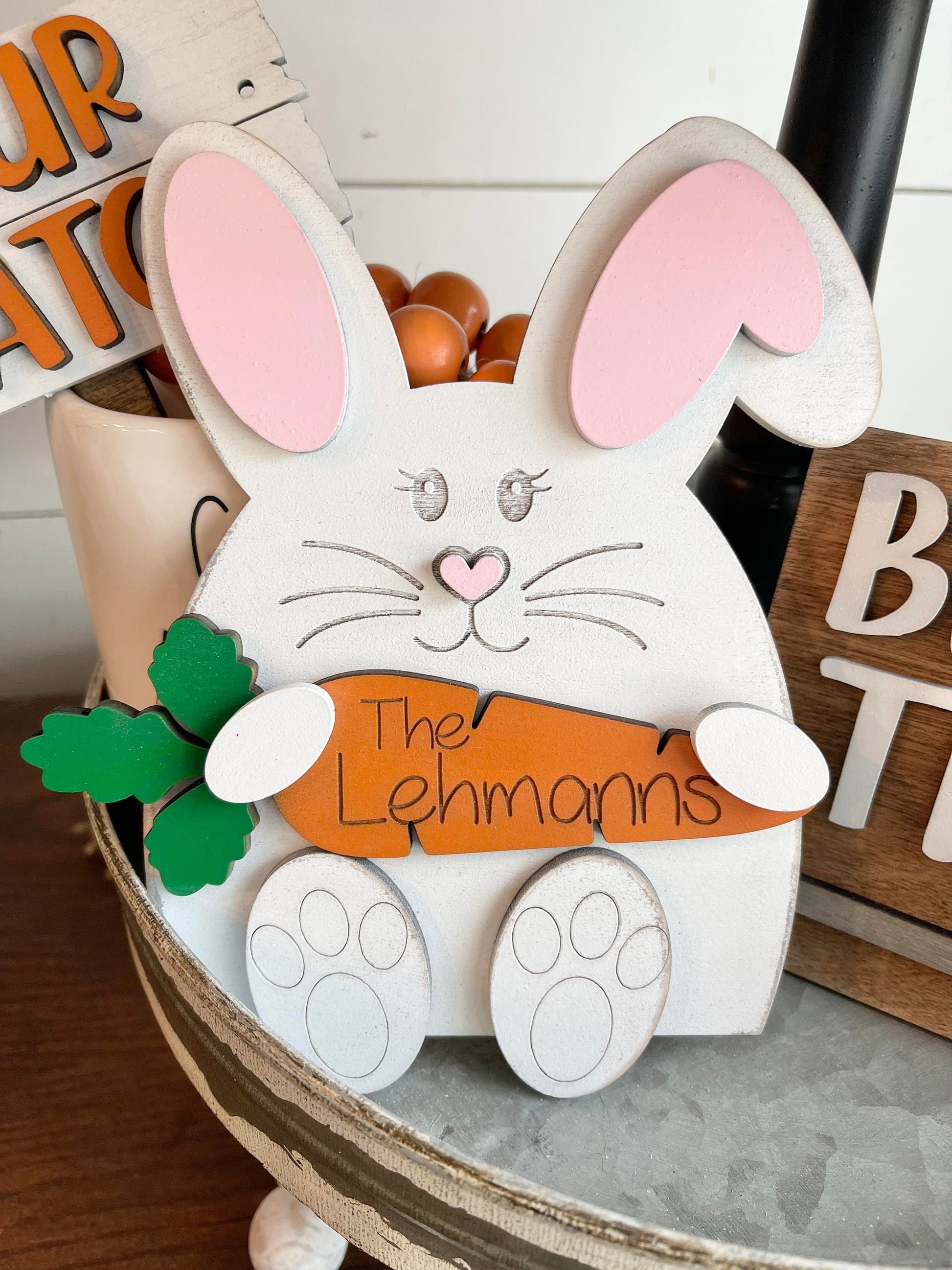 Easter Tiered Tray Personalized - Personalized Bunny Tiered Tray - Every Bunny Welcome - Hoppy Easter - Easter Decor - Bunny Decor - Carrots