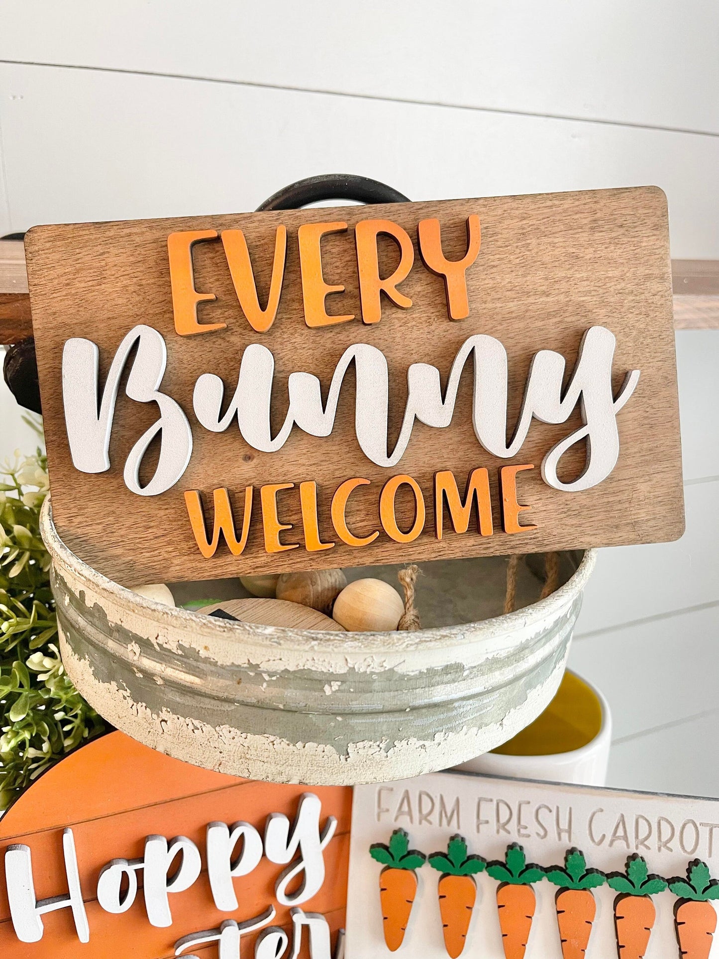 Easter Tiered Tray Personalized - Personalized Bunny Tiered Tray - Every Bunny Welcome - Hoppy Easter - Easter Decor - Bunny Decor - Carrots