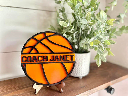 Personalized Desktop Basketball Coach Sign  - Gifts for Basketball Coach - PE Coach Gift Personalized - Gifts for Coaches - Basketball Coach