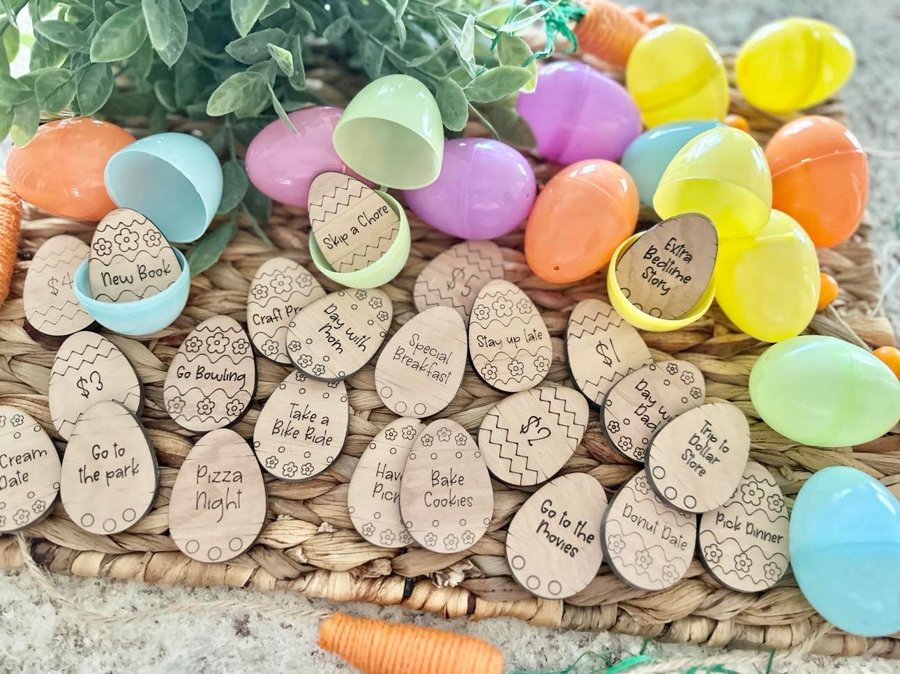 Easter Egg Tokens, Easter Eggs, Easter Basket Fillers, Easter Egg Hunt, Set of 24 Egg Fillers