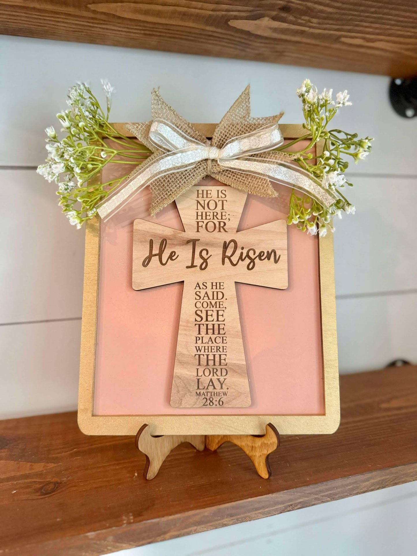 He Is Risen Sign | Religious Easter Decor | Easter Decor | Easter Wall Art | Rustic Spring Signs