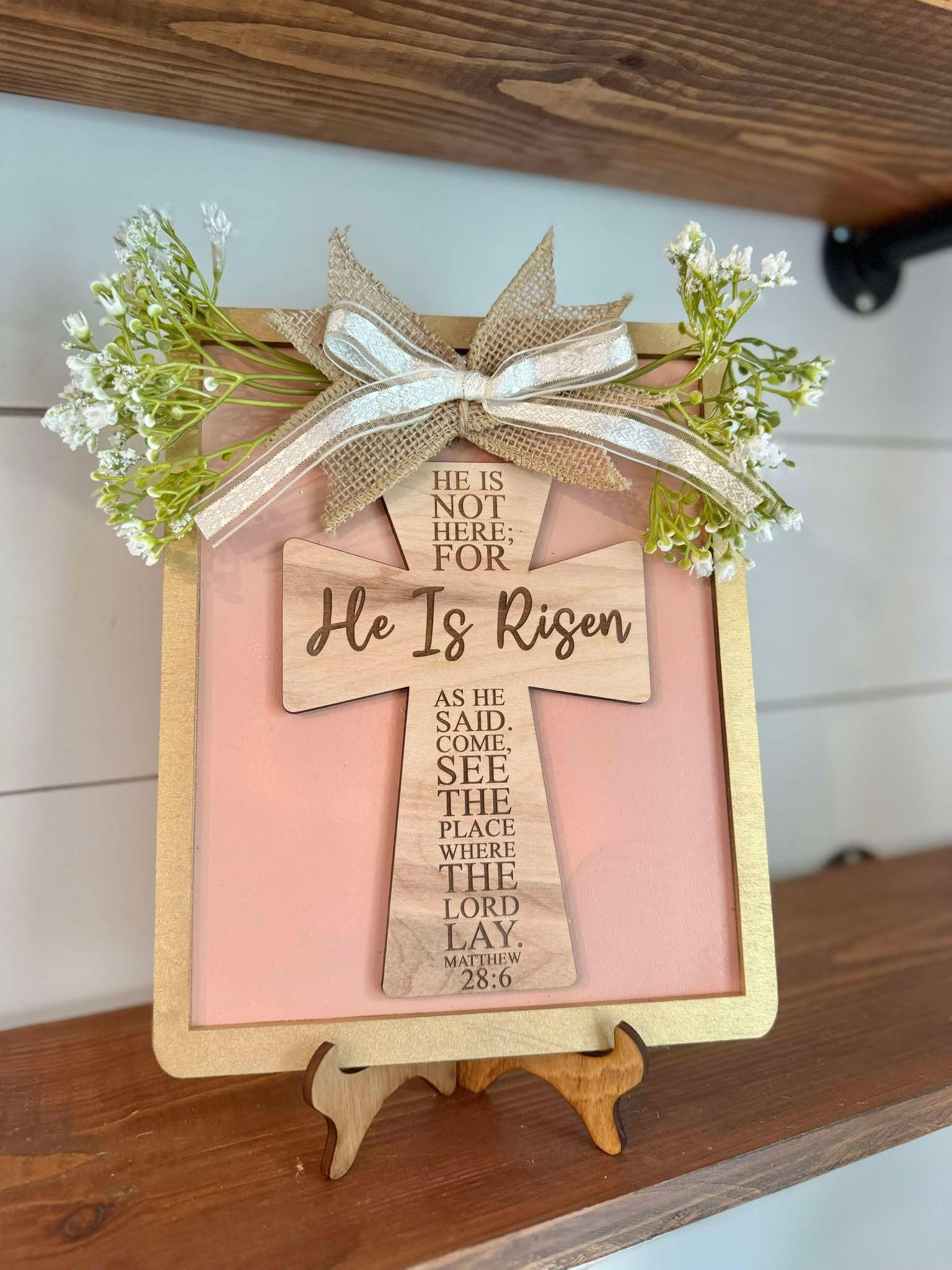 He Is Risen Sign | Religious Easter Decor | Easter Decor | Easter Wall Art | Rustic Spring Signs