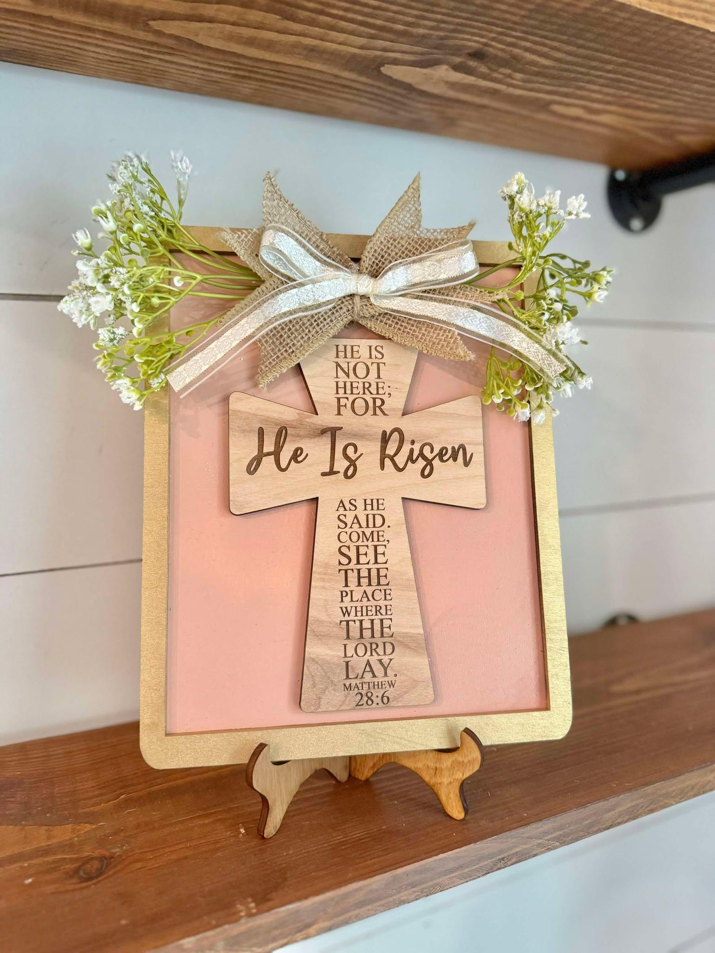 He Is Risen Sign | Religious Easter Decor | Easter Decor | Easter Wall Art | Rustic Spring Signs