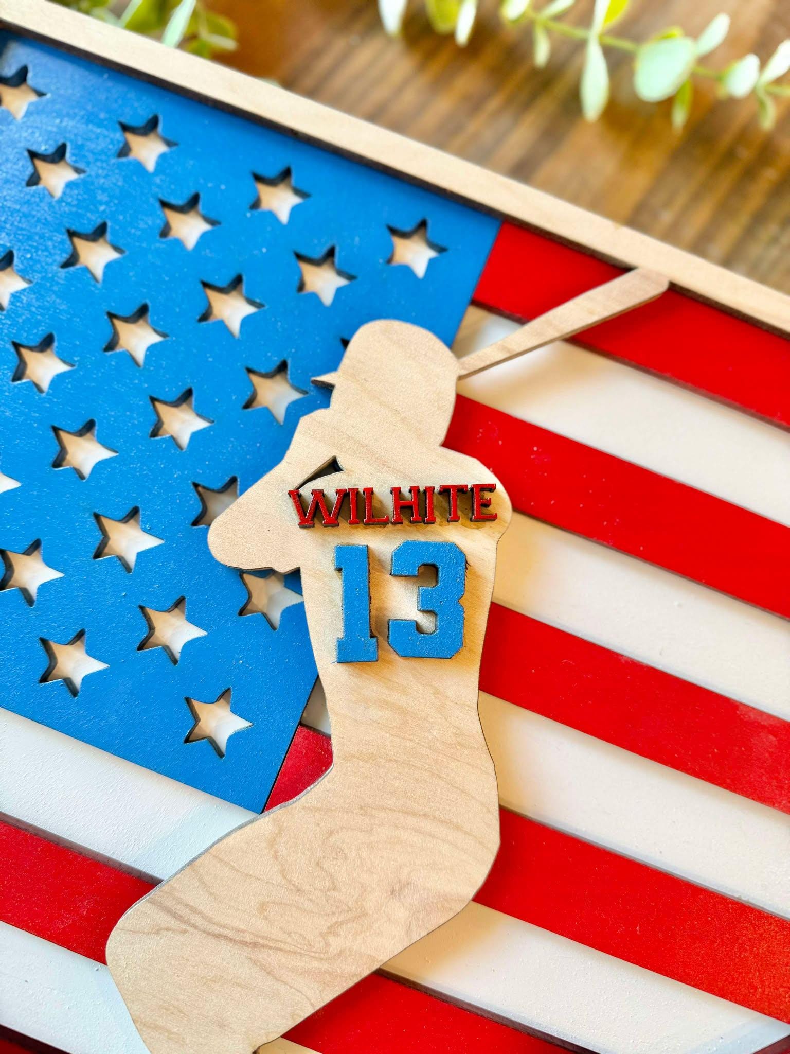 Personalized Baseball Sign for Boys | Americana Baseball Sign | Sports Name Sign | Baseball Player Gift