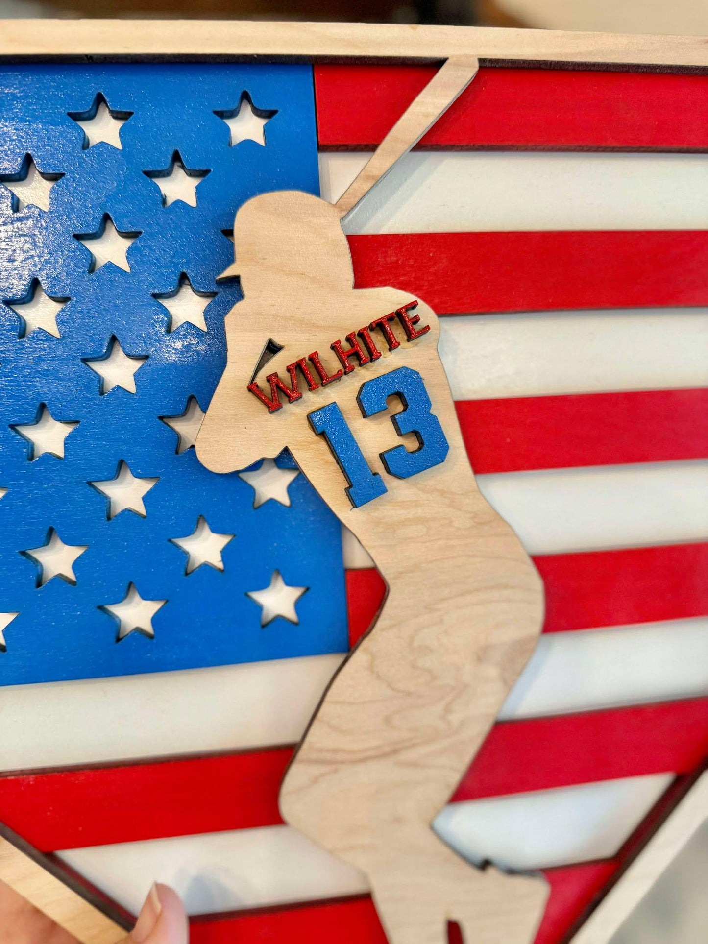 Personalized Baseball Sign for Boys | Americana Baseball Sign | Sports Name Sign | Baseball Player Gift