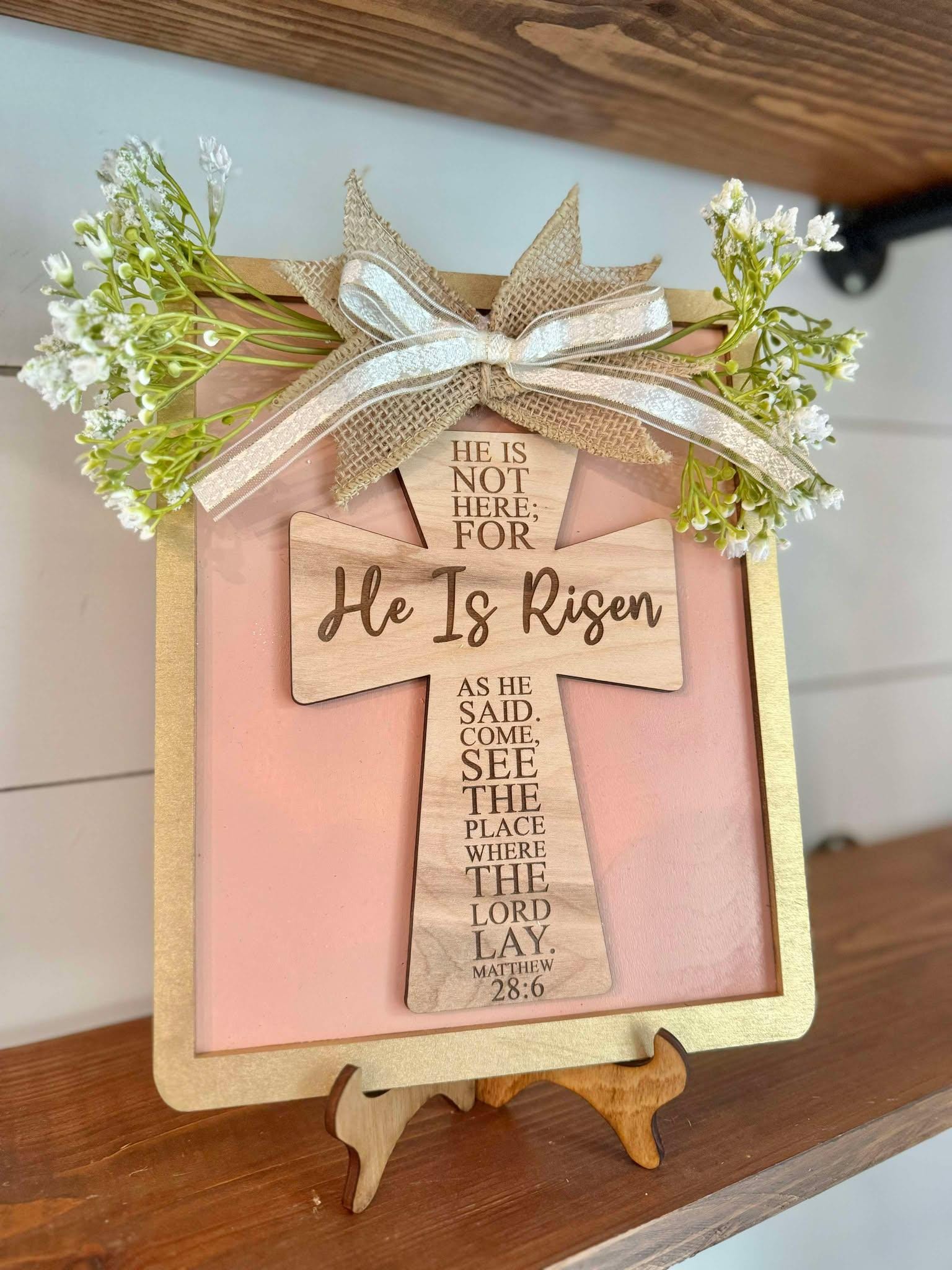 He Is Risen Sign | Religious Easter Decor | Easter Decor | Easter Wall Art | Rustic Spring Signs