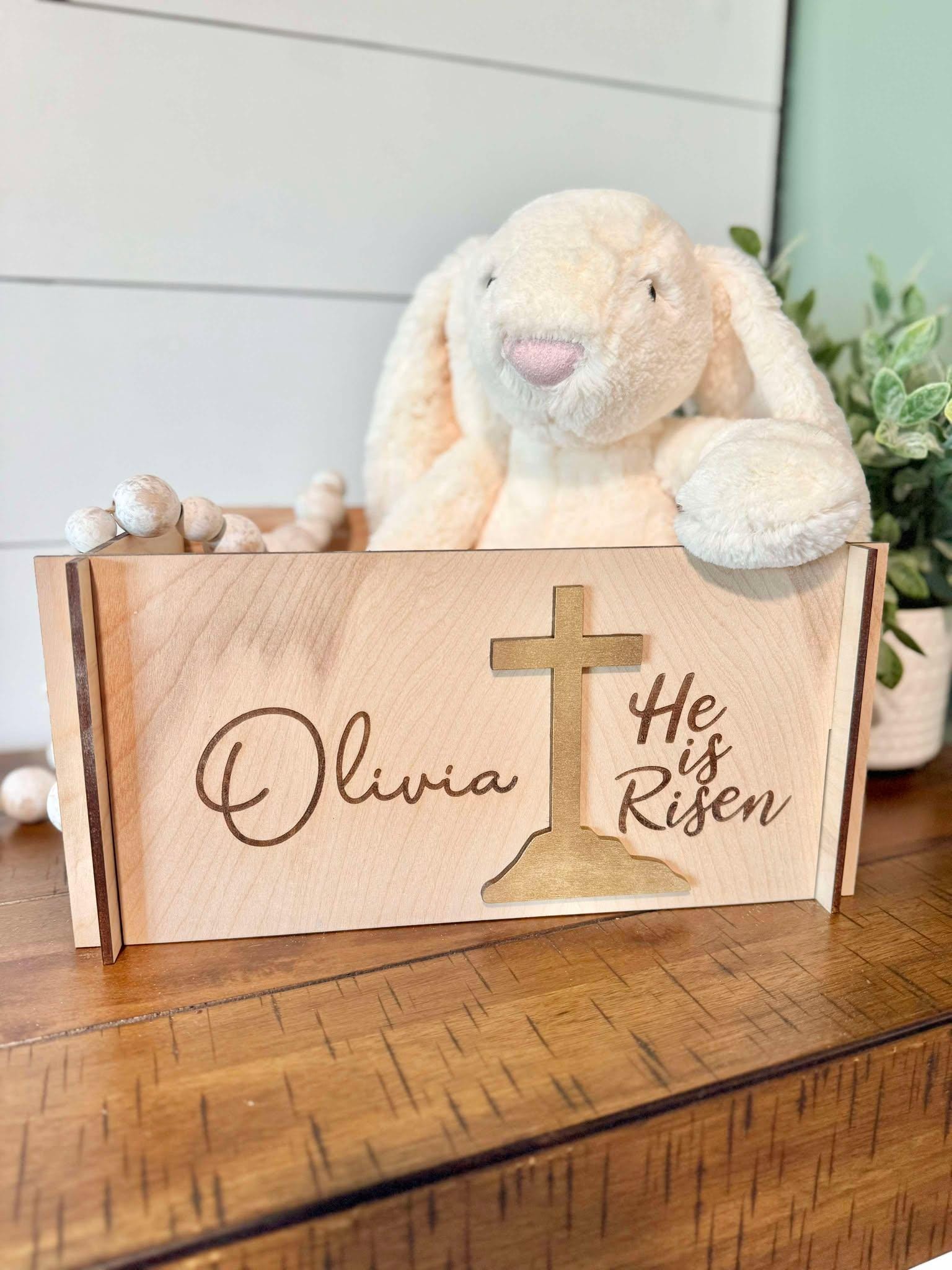 Religious Personalized Easter Basket | Wooden Easter Crate | Wooden Easter Basket | Custom Easter Box