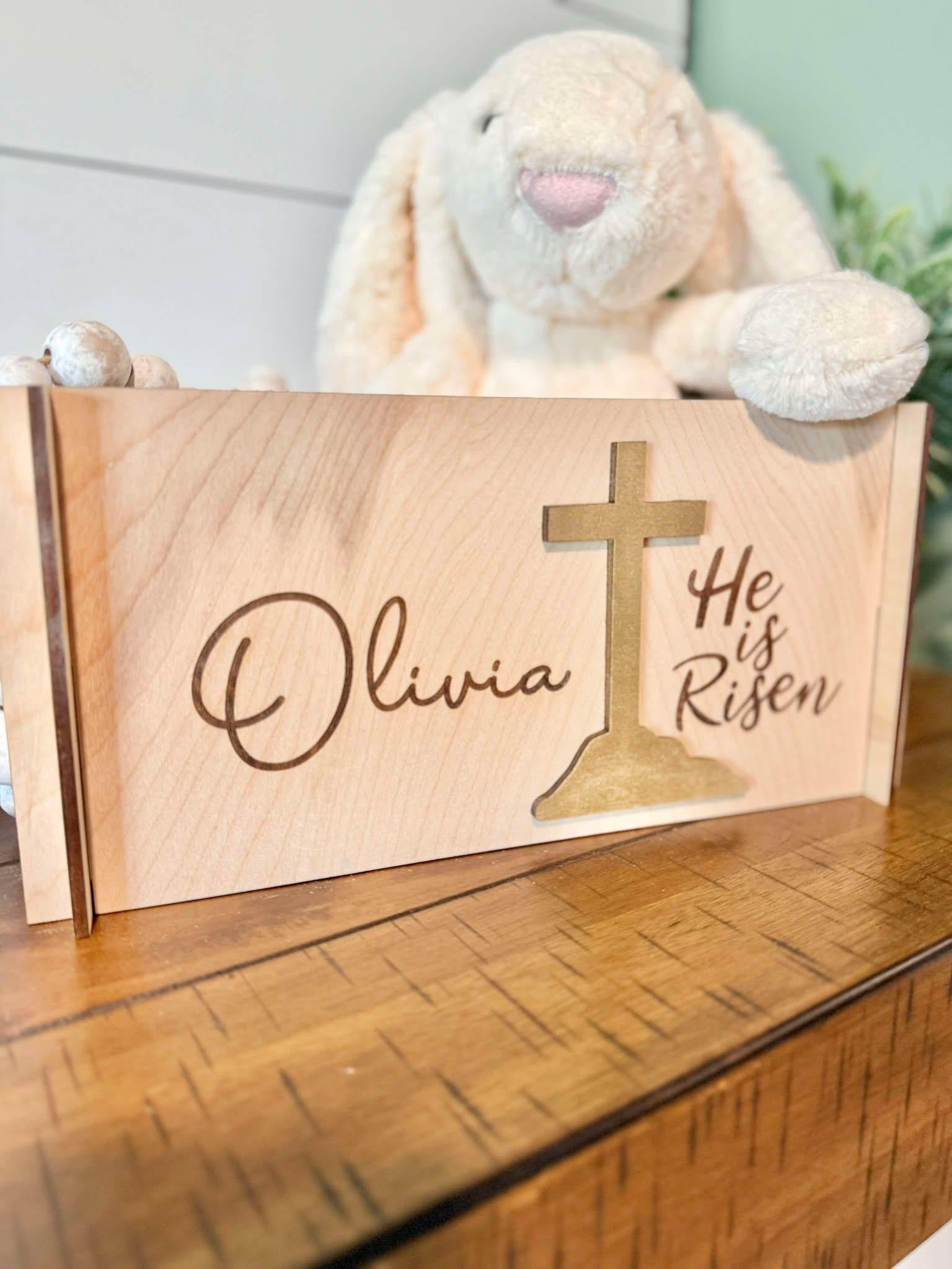 Religious Personalized Easter Basket | Wooden Easter Crate | Wooden Easter Basket | Custom Easter Box