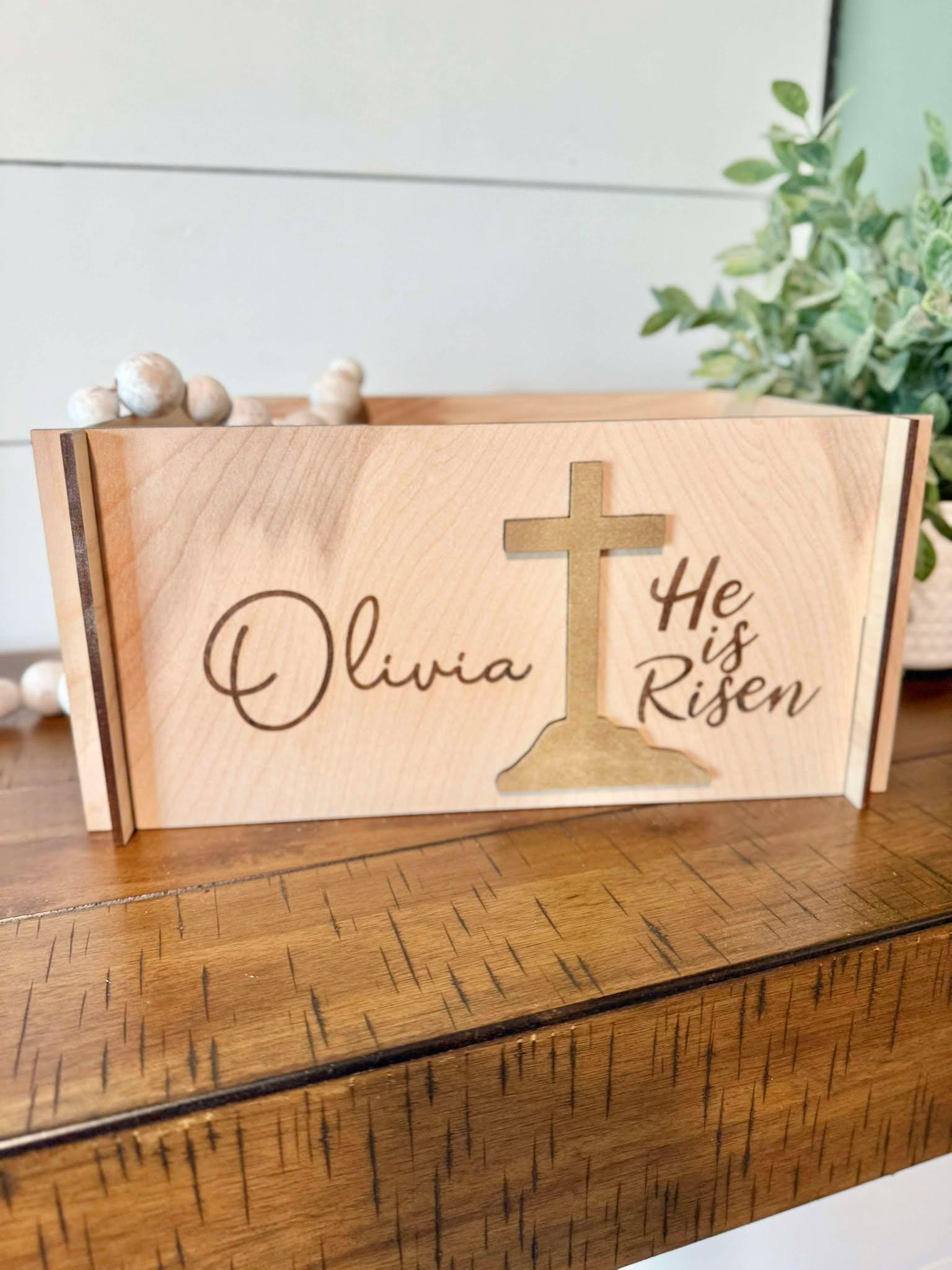 Religious Personalized Easter Basket | Wooden Easter Crate | Wooden Easter Basket | Custom Easter Box