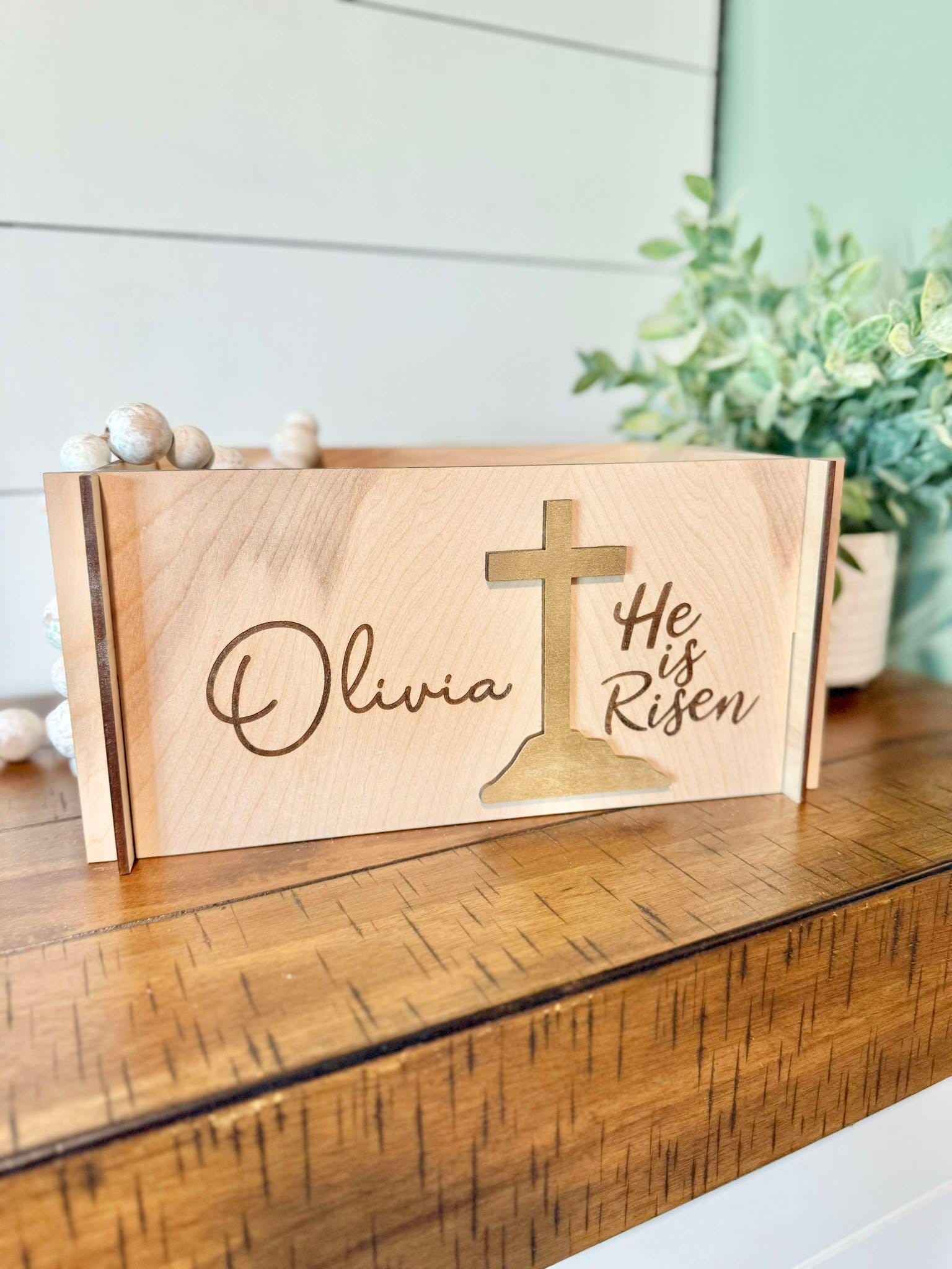 Religious Personalized Easter Basket | Wooden Easter Crate | Wooden Easter Basket | Custom Easter Box