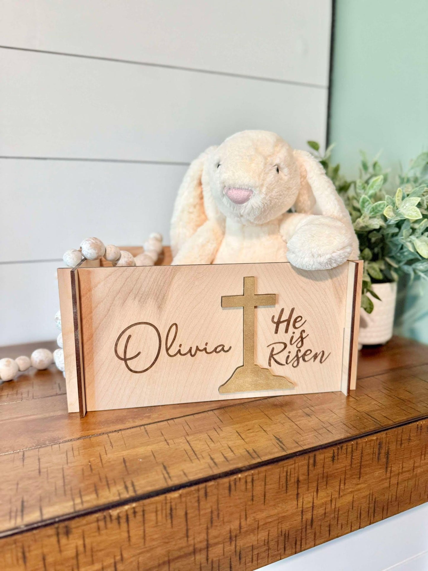 Religious Personalized Easter Basket | Wooden Easter Crate | Wooden Easter Basket | Custom Easter Box