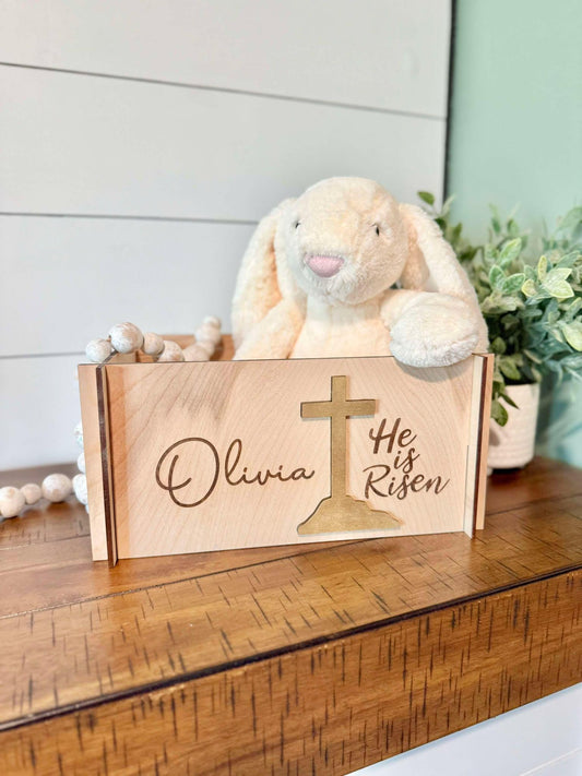 Religious Personalized Easter Basket | Wooden Easter Crate | Wooden Easter Basket | Custom Easter Box